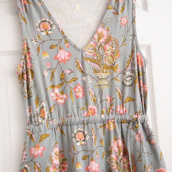 Spartina 449 Maxi Dress Sz S Stretchy Jane Jardinere Lenea Cotton Tie Side - Picture 2 of 6